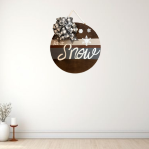 Holiday Decor Wooden Sign- Let It Snow – 16” Handcrafted Wooden Winter Door Sign