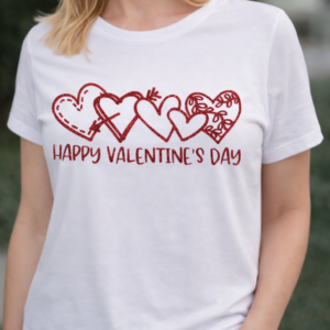 Graphic Tee Happy Valentines day Glitter Letters