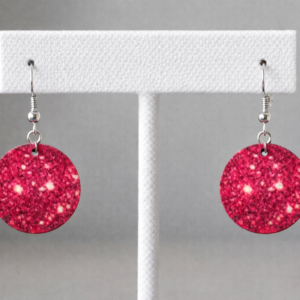 Accessories - Pink Sparkle Earrings Round