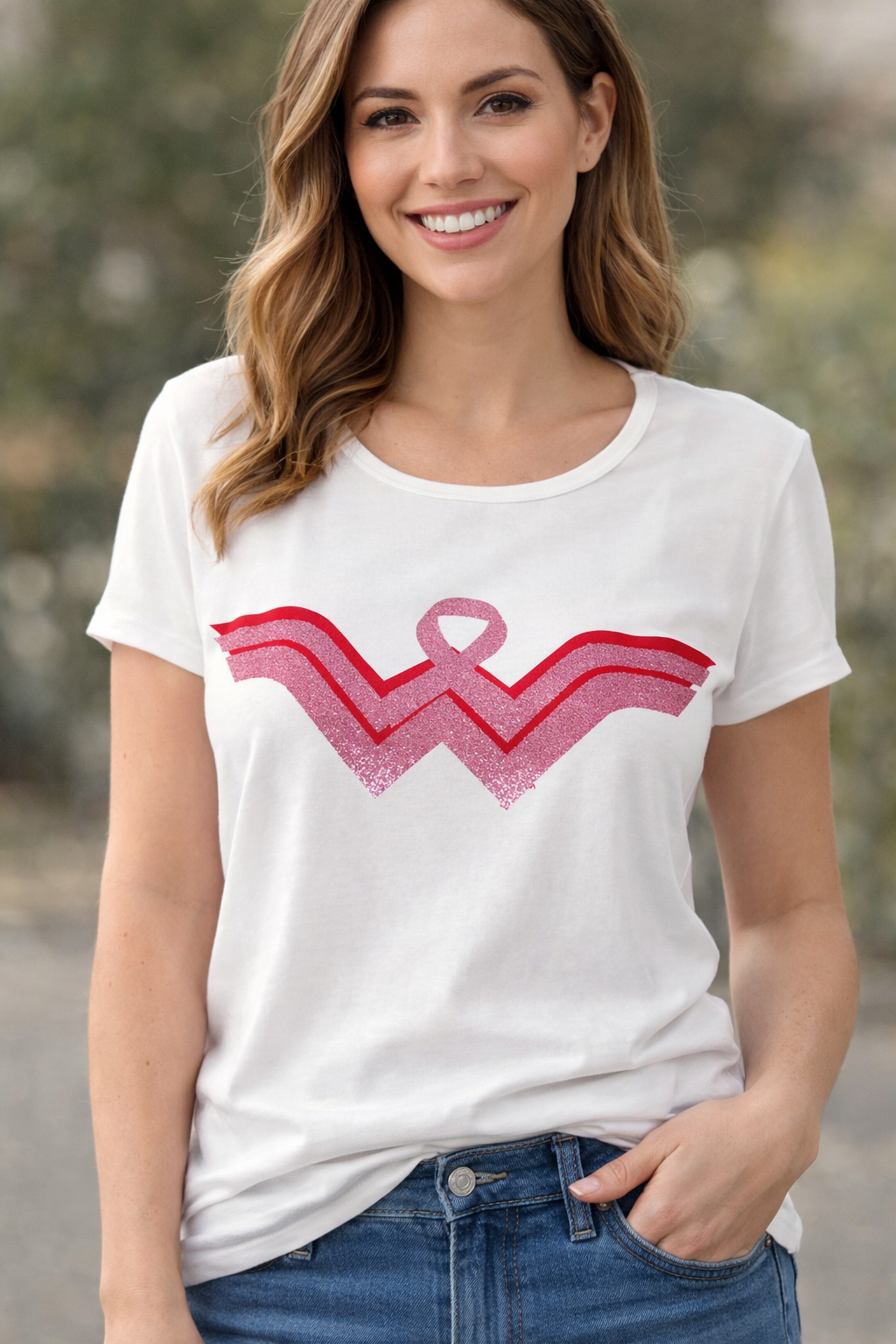 Wonder Woman Breast Cancer Graphic Tee